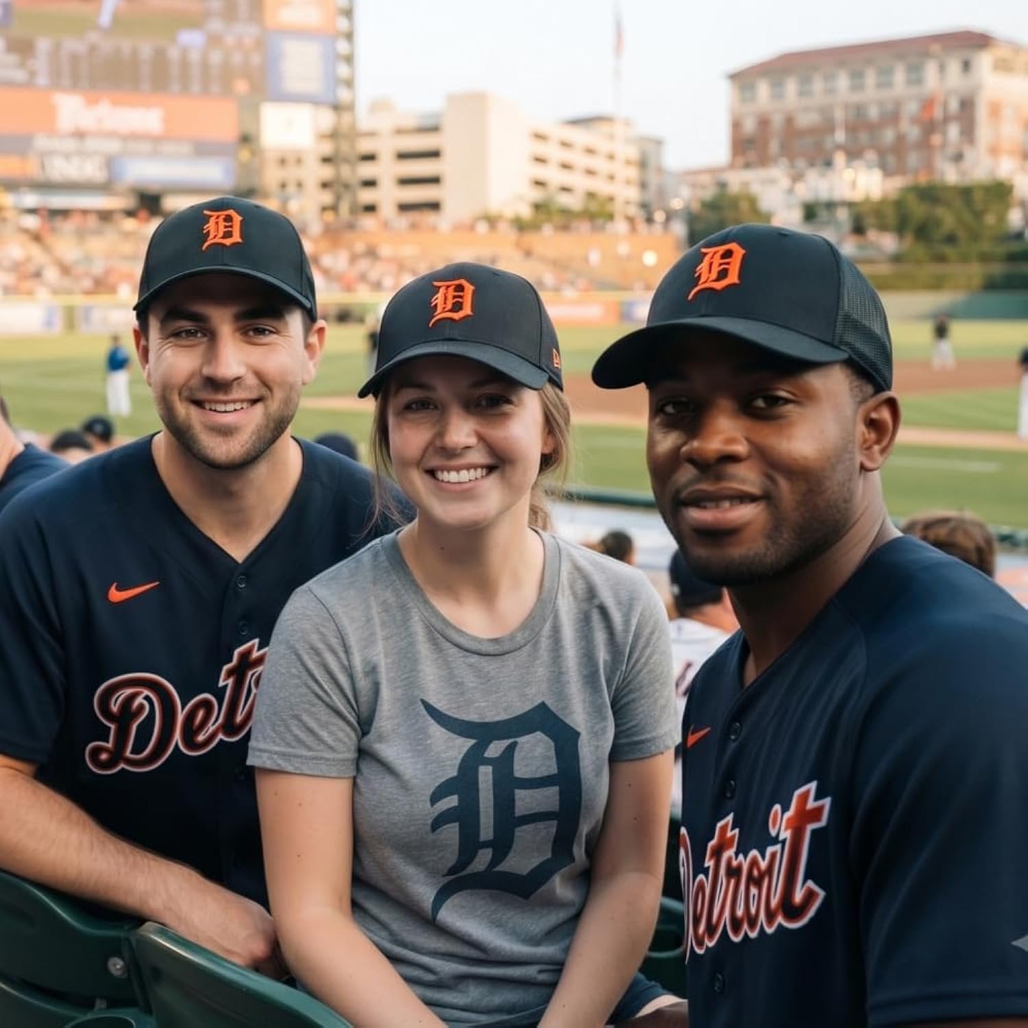 Detroit Tigers Black Mesh Trucker Hat with Embroidered Orange D Logo Adjustable Structured Sports Cap