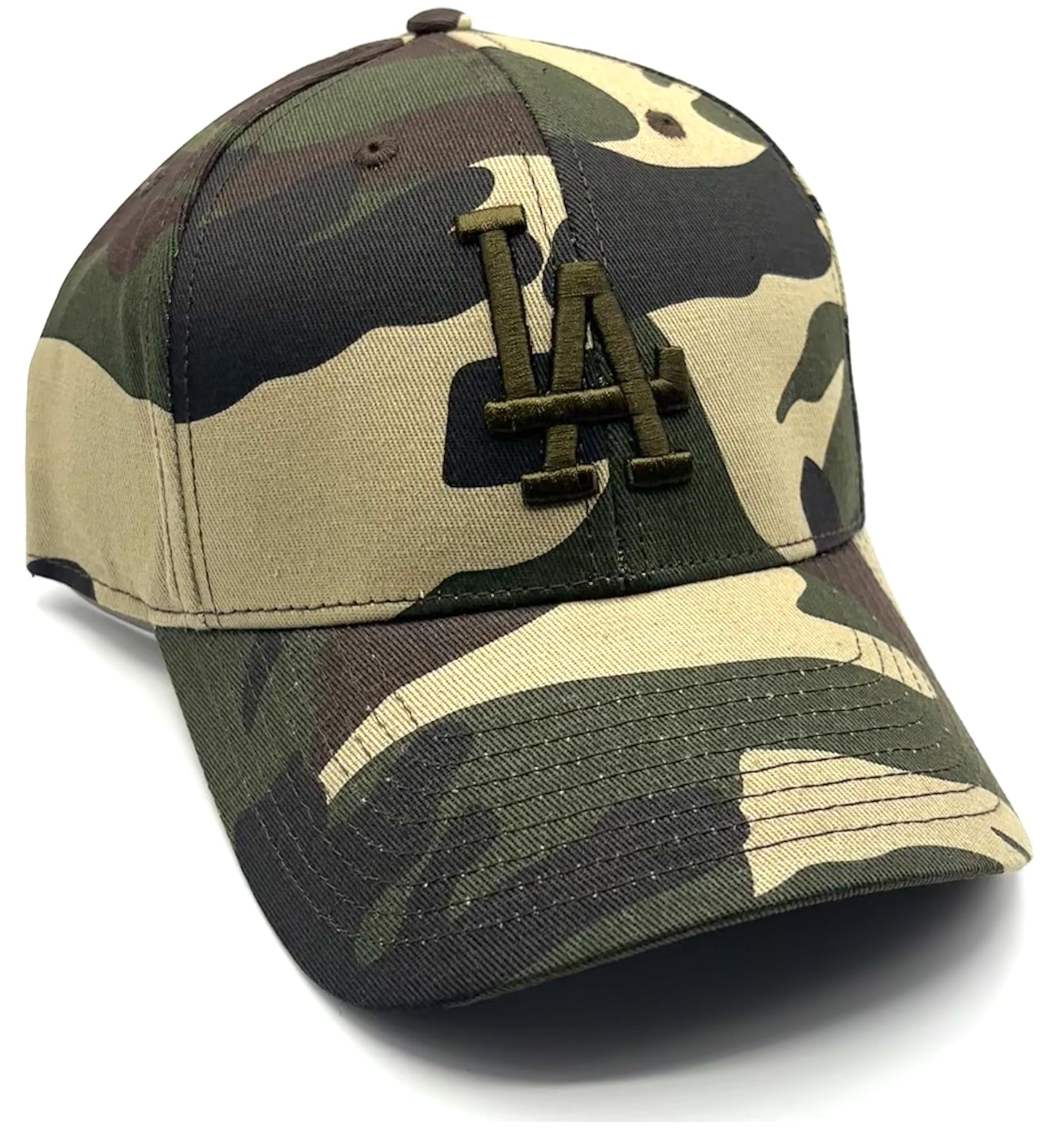 Officially Licensed Los Angeles Dodgers Baseball Camouflage Hat Classic LA Blue Team Logo Adjustable MVP Structured Embroidered Cap