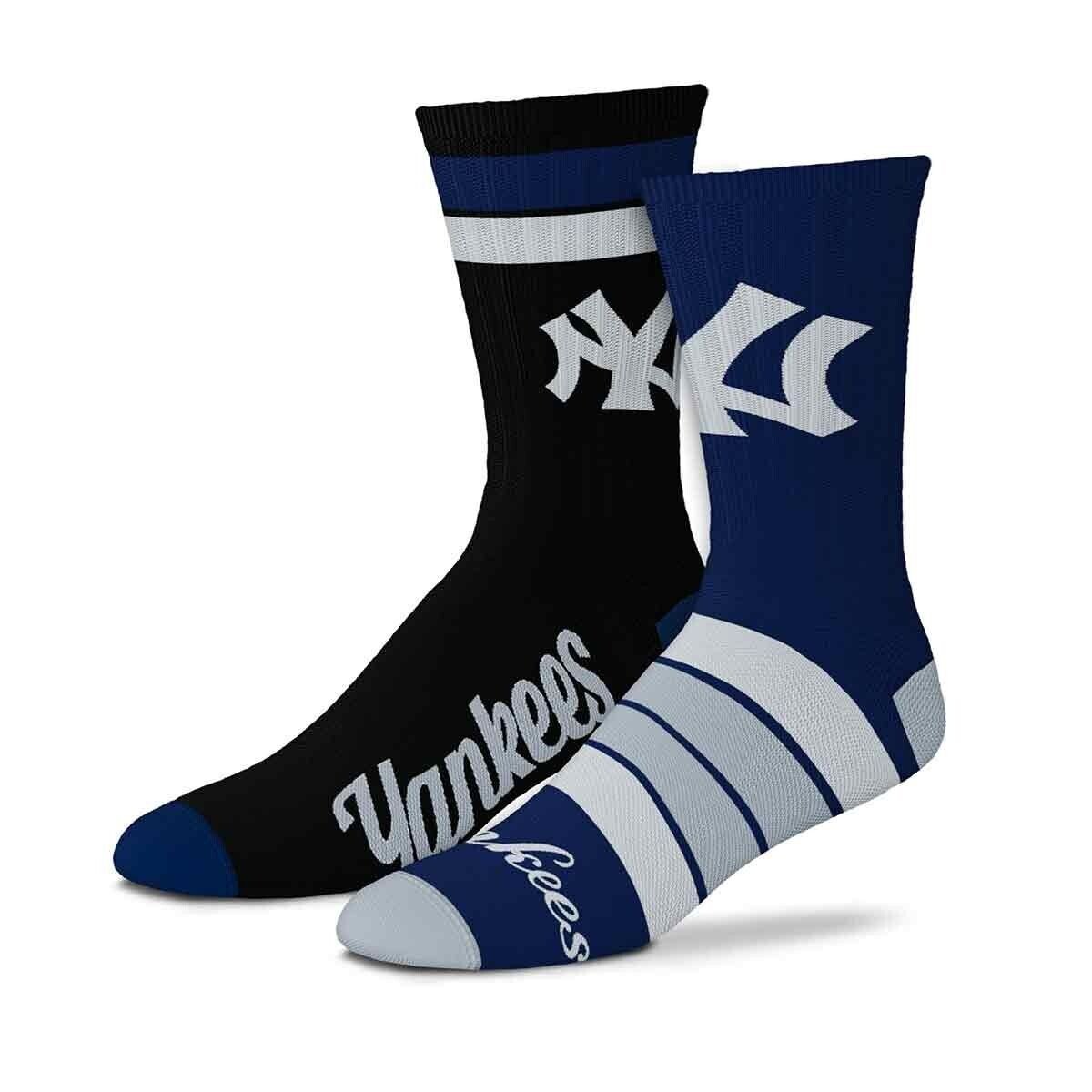 NEW YORK YANKEES 2-PACK LOGO ADULT CREW SOCKS AUTHENTIC MLB BASEBALL TEAM NEW