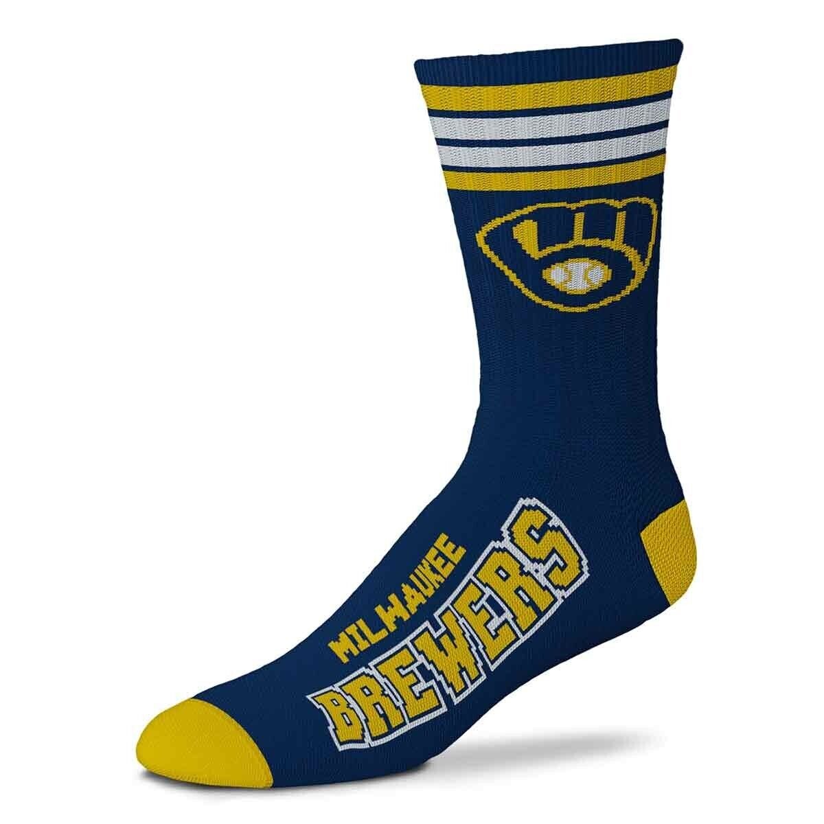 Milwaukee Brewers Adult Large Crew Socks MLB Baseball Team Logo Authentic New