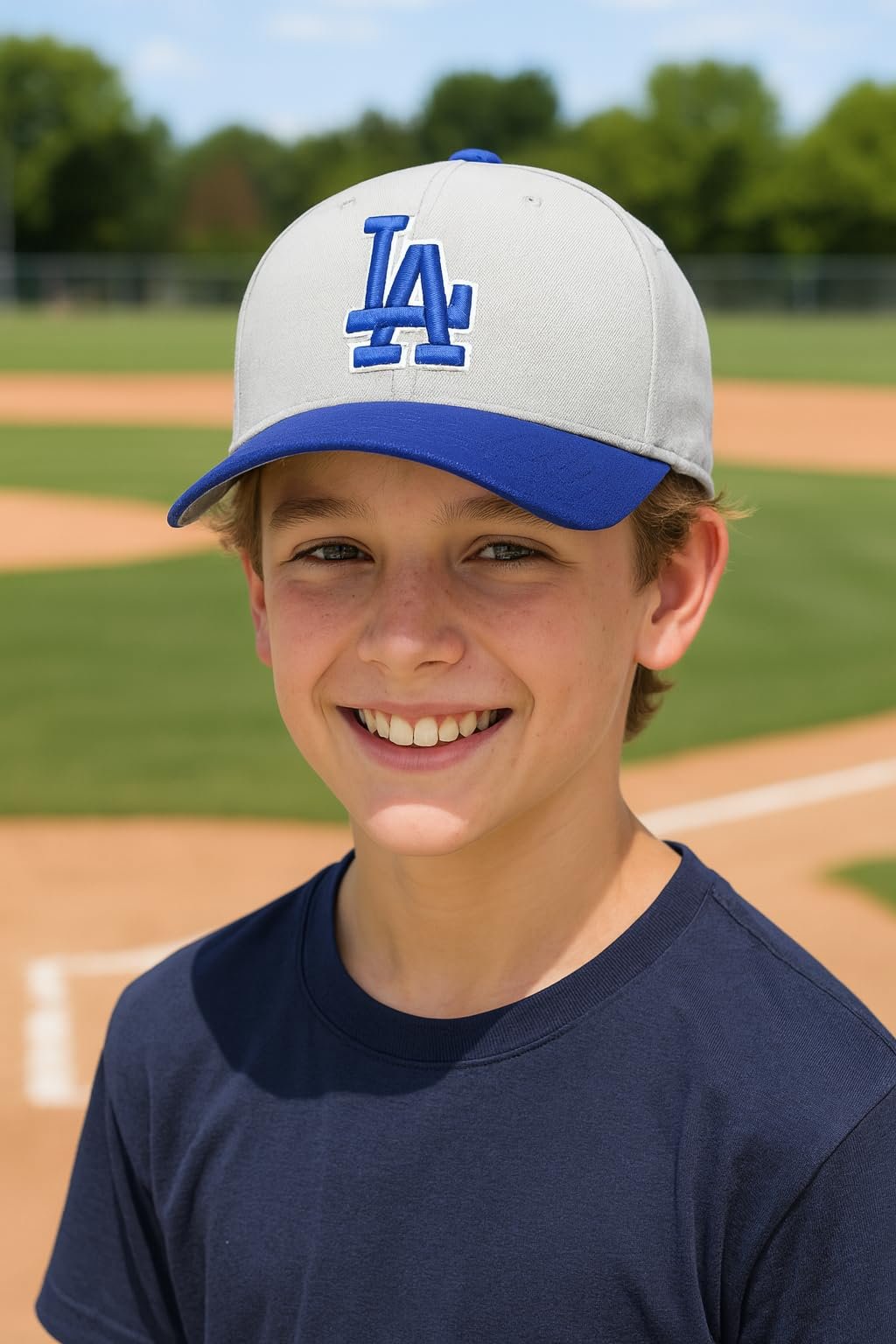 Officially Licensed Los Angeles Dodgers Youth Boys Girls Baseball Hat Classic Royal Blue Primary Home Team Logo MVP Embroidered Kids Sports Ball Cap