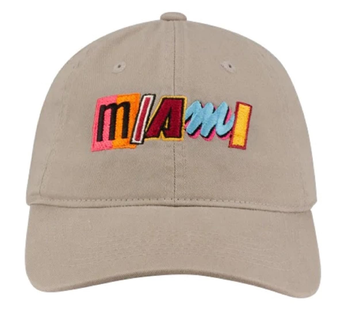 Miami Basketball Team Clean Up Hat Adjustable Classic Heat Logo Relaxed Fit Cap (Khaki)