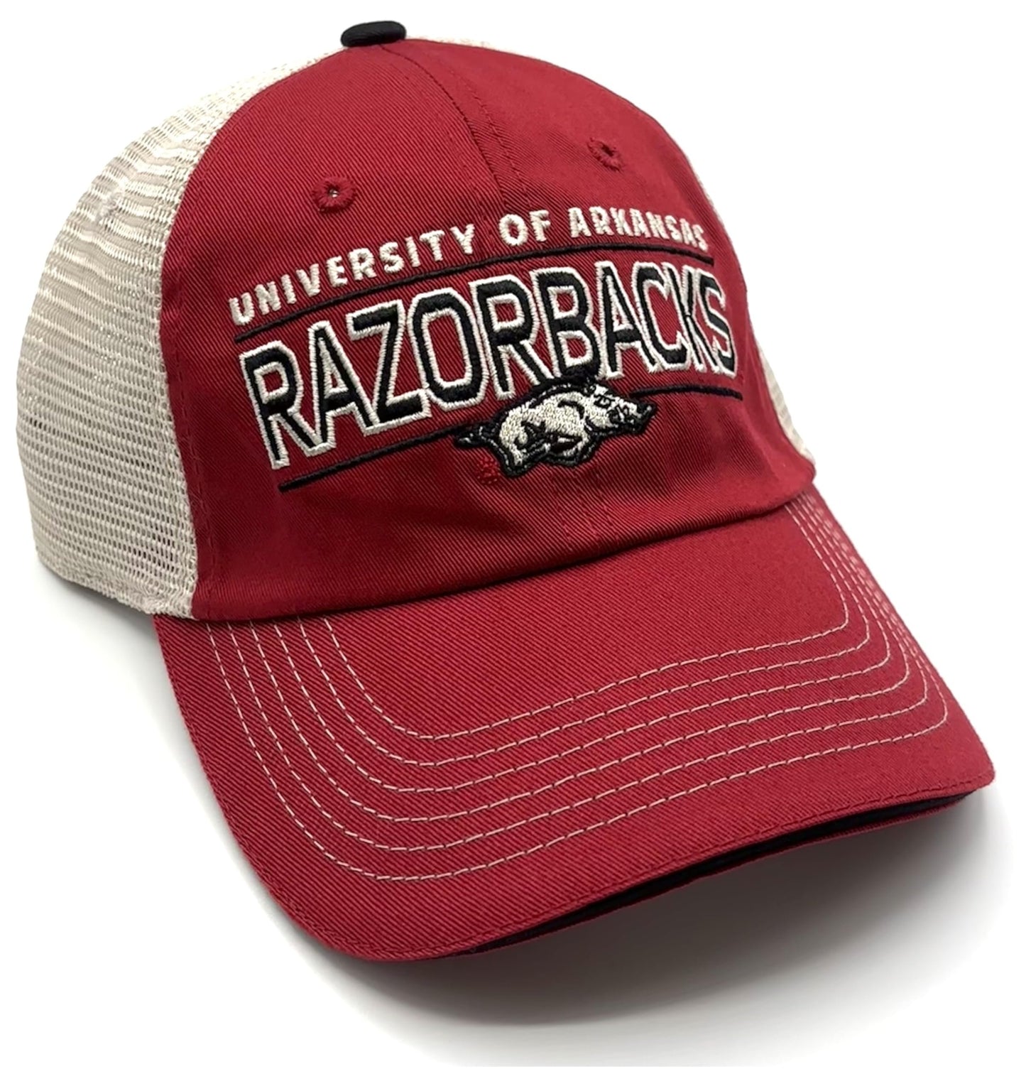 Officially Licensed University Arkansas Hat Classic Mesh Trucker Adjustable Relaxed Fit Team Logo Slouch Cap Multicolor