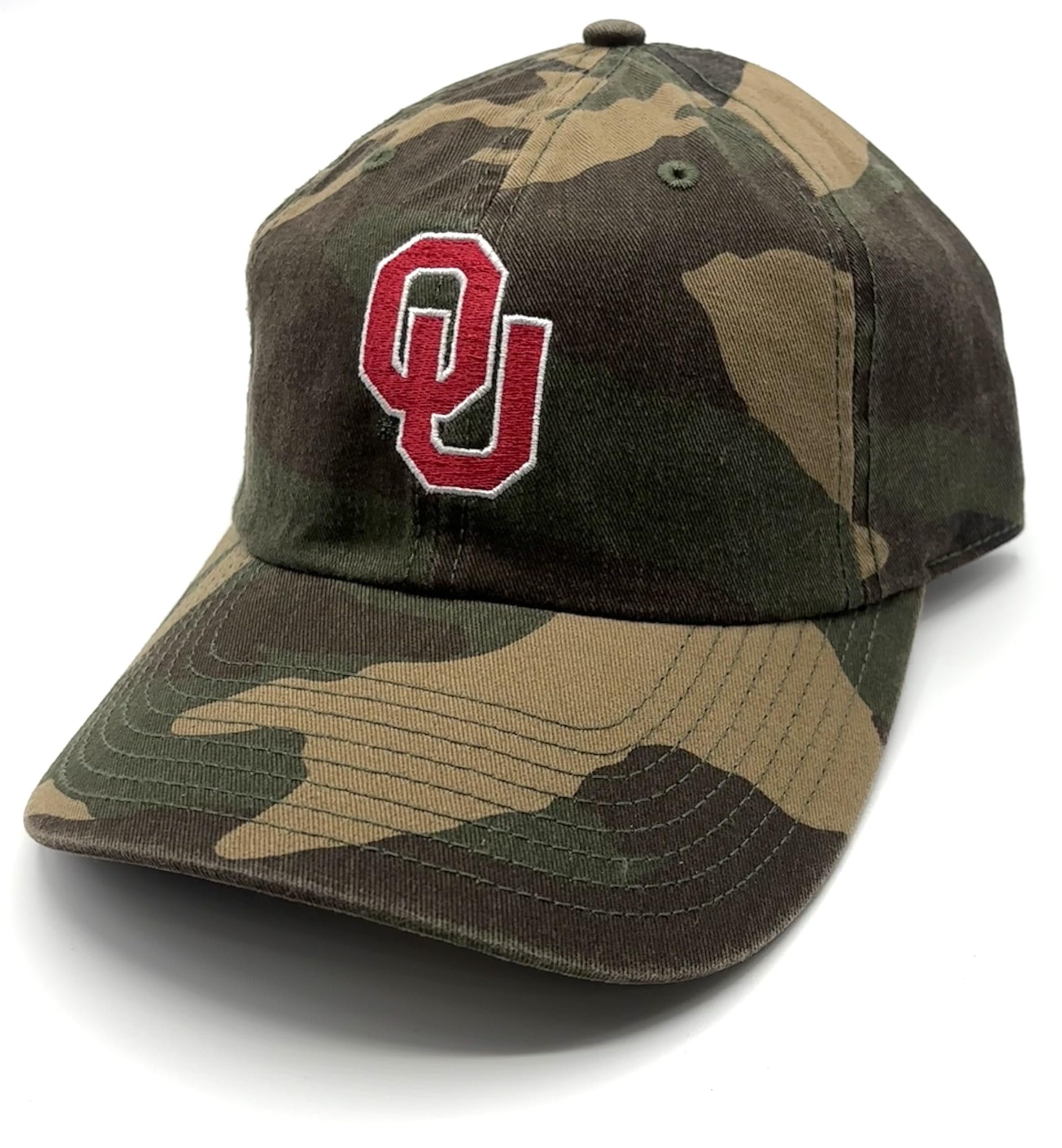 Officially Licensed Oklahoma University Camo Hat Classic USA Flag Embroidered Relaxed Fit Adjustable Team Logo Cap