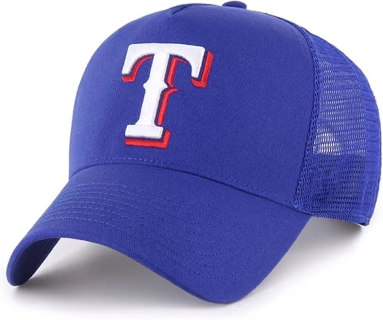 Texas Rangers Blue Mesh Trucker Hat Embroidered Structured Adjustable Sports Cap