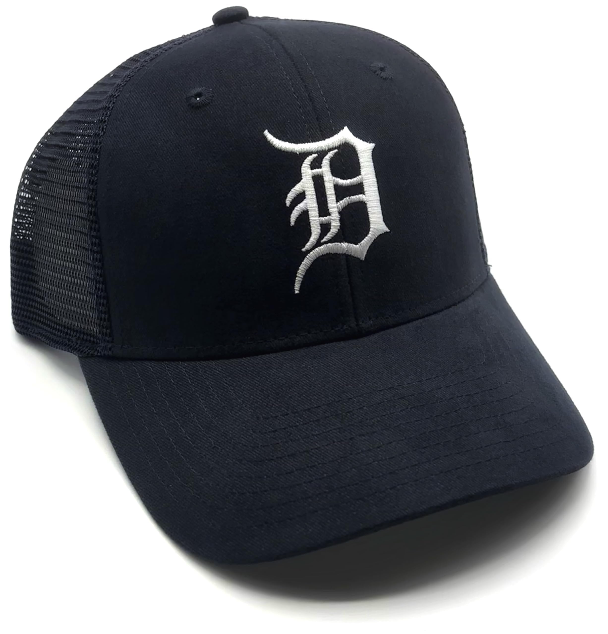 Officially Licensed Detroit Baseball Navy/White MVP Mesh Trucker Hat Classic Primary Sports Team Logo Adjustable Embroidered Structured Blue Snapback Cap