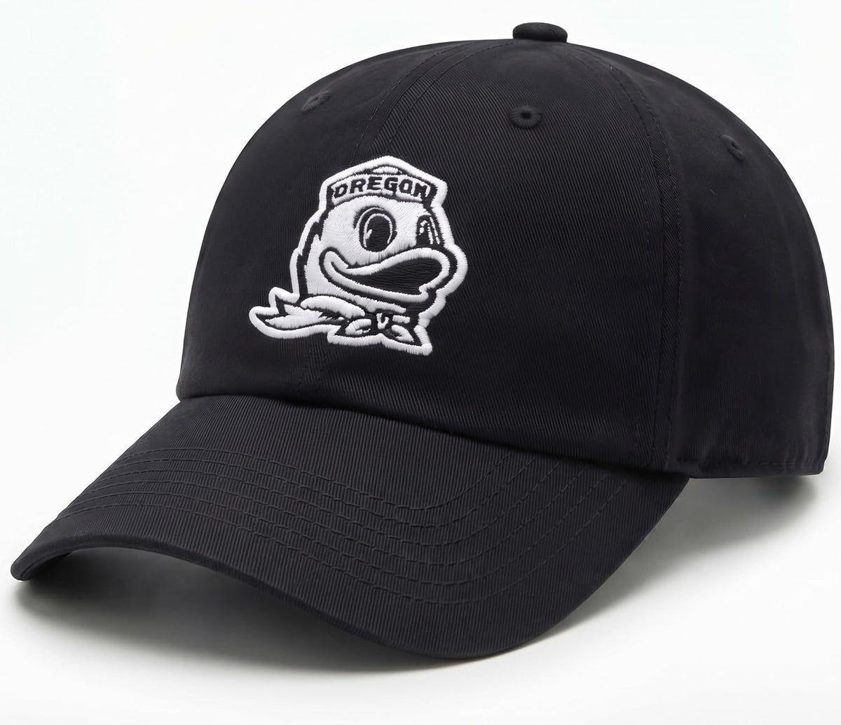 Oregon Ducks Relaxed Fit Black Hat with Iconic White Logo, Unisex Cap