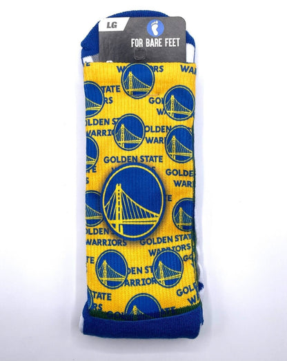 Golden State Warriors Crew Socks Adult Size Large Montage Style NBA Basketball Team Logo New