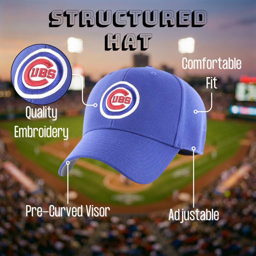Chicago Cubs Hat Youth / Kids Blue Replica MVP Hat Classic Adjustable Team Logo Embroidered MLB Baseball Cap New