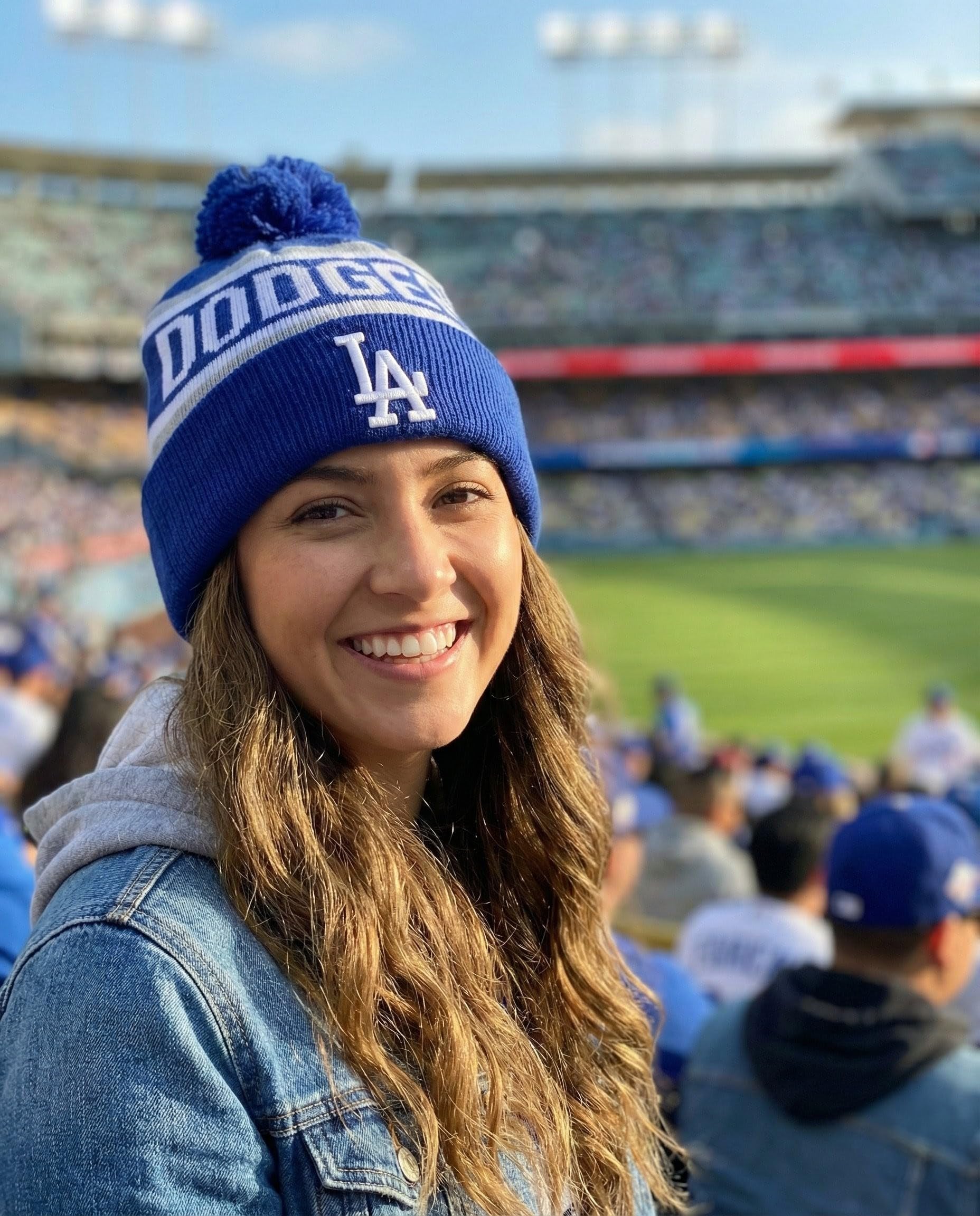Officially Licensed Los Angeles Baseball Blue/White Cuffed Knit Pom Beanie Hat Classic Edition Primary Home LA Embroidered Team Logo Winter Gray Sports Cap
