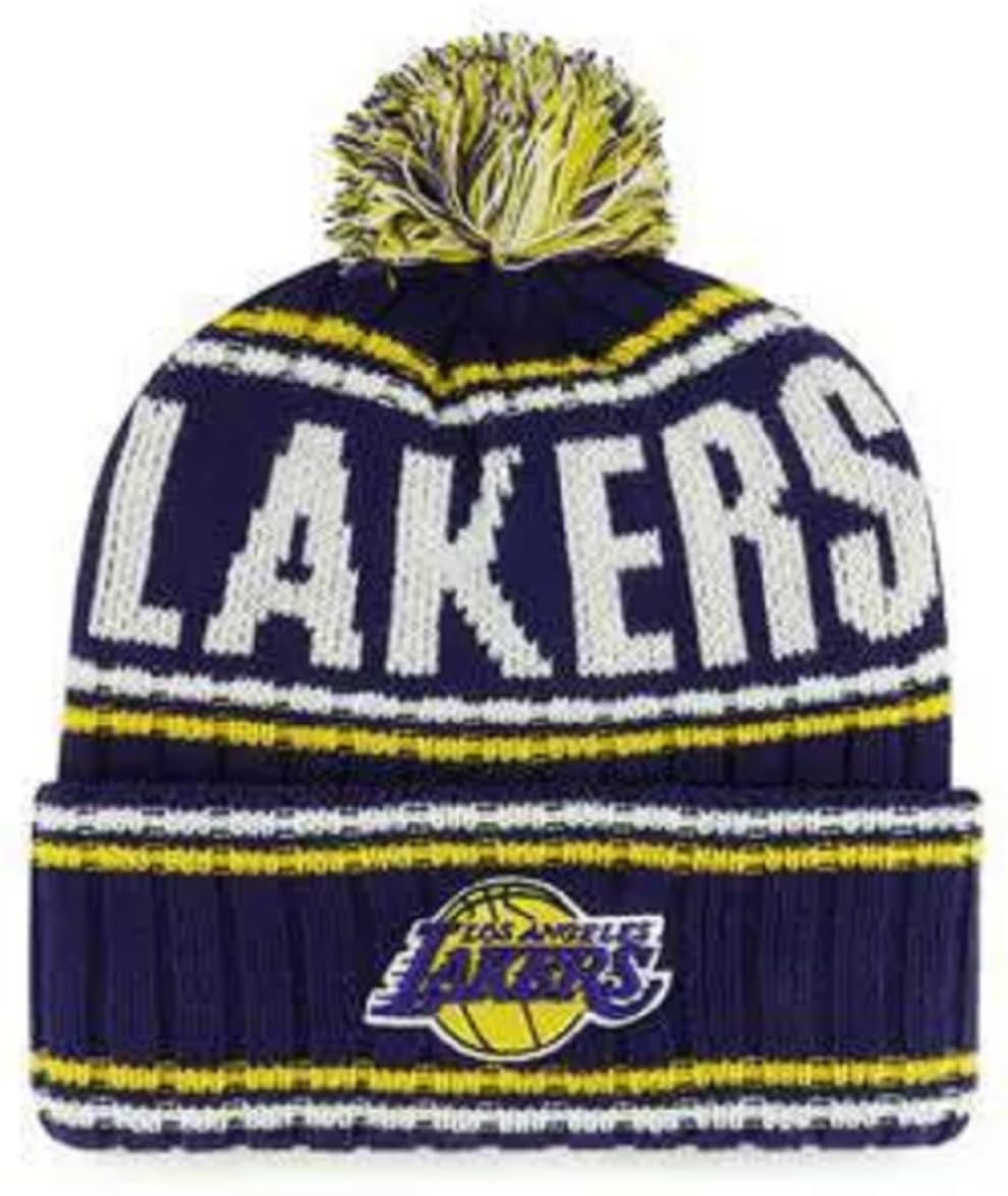 Officially Licensed Los Angeles Basketball Cuffed Knit Pom Beanie Hat Classic Edition Embroidered Team Logo Saskatoon Winter Cap