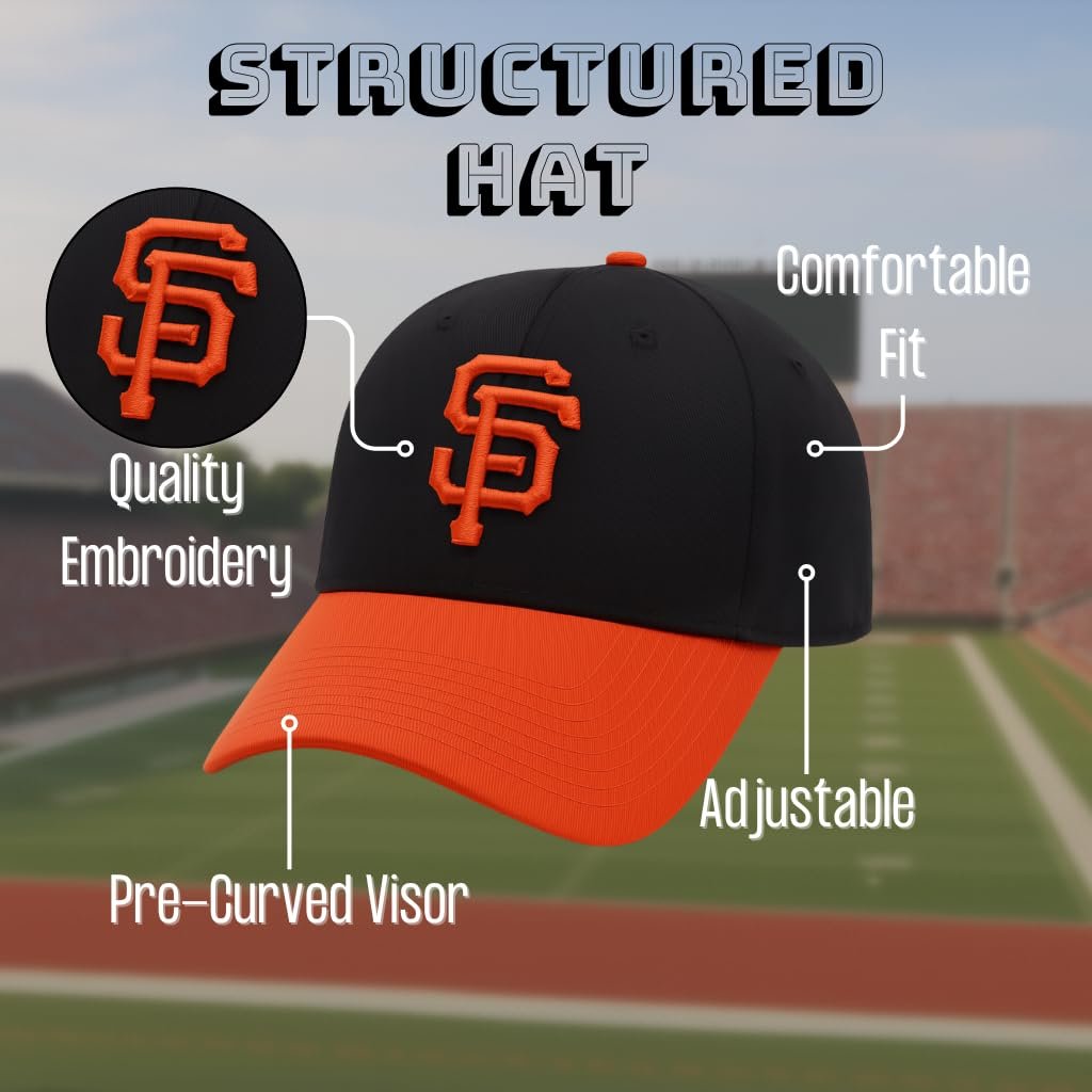 Officially Licensed San Francisco Youth Kids Baseball Hat Classic MVP Adjustable Embroidered SF Team Logo Structured Two-Tone Cap
