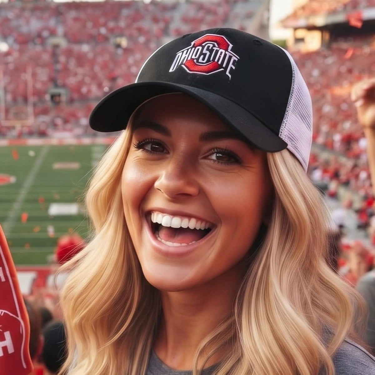 Ohio State Buckeyes Black & White Trucker Hat Embroidered Unisex Mesh Cap
