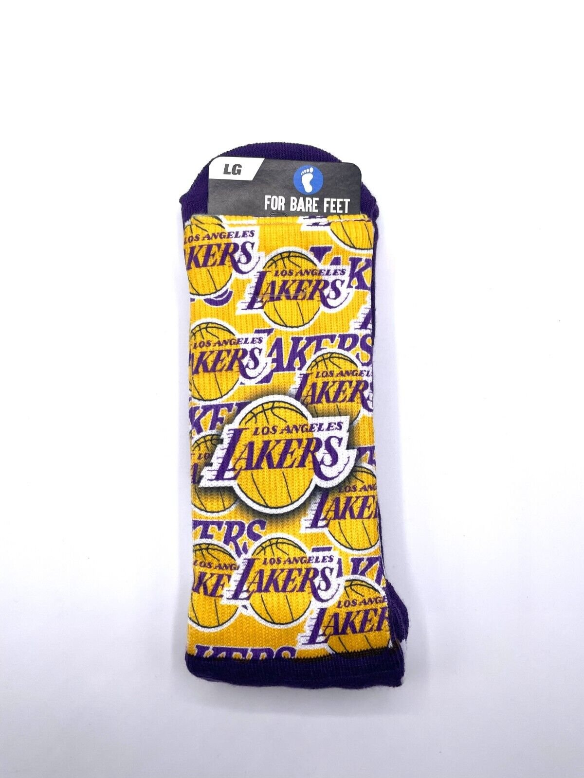 LOS ANGELES LAKERS MONTAGE ADULT LARGE CREW SOCKS AUTHENTIC NBA BASKETBALL NEW