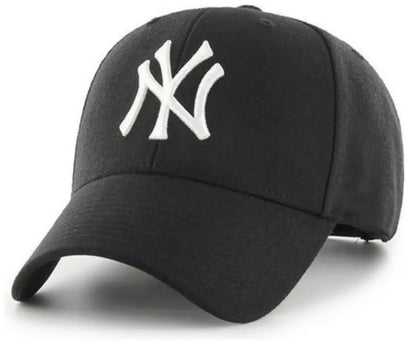 Officially Licensed New York Black MVP Baseball Hat Classic Adjustable Embroidered NY White Team Logo Structured Cap