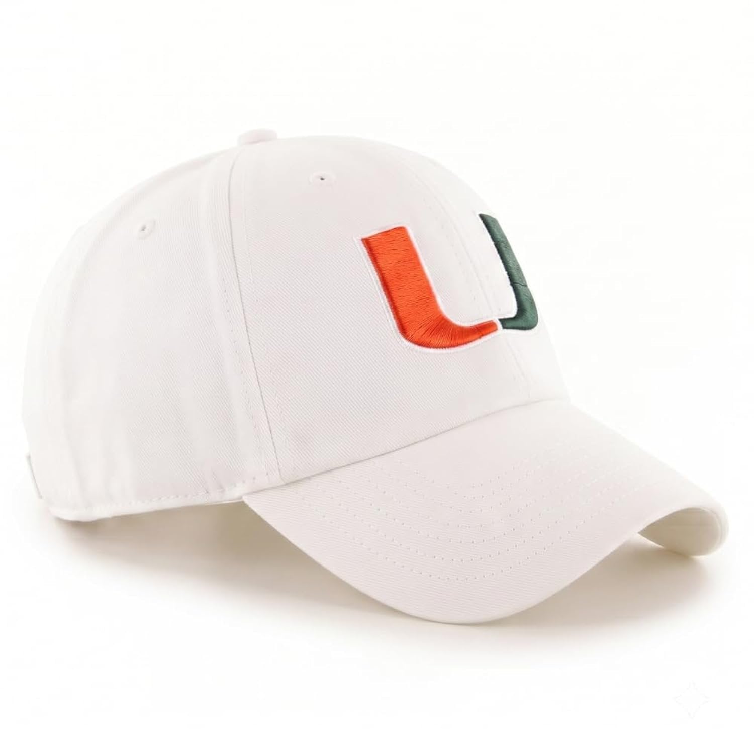 Officially Licensed University Of Miami Hurricanes White MVP Hat Iconic U Embroidery Adjustable Structured Sports Cap