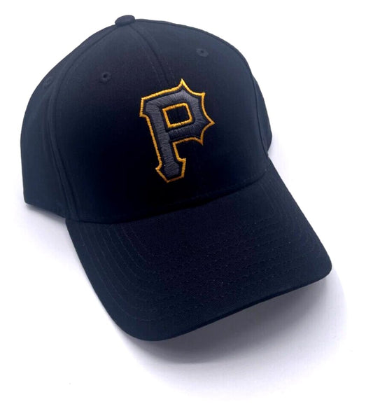 Officially Licensed Pittsburgh Baseball MVP Hat Classic Team Logo Adjustable Embroidered Solid Cap (Black)