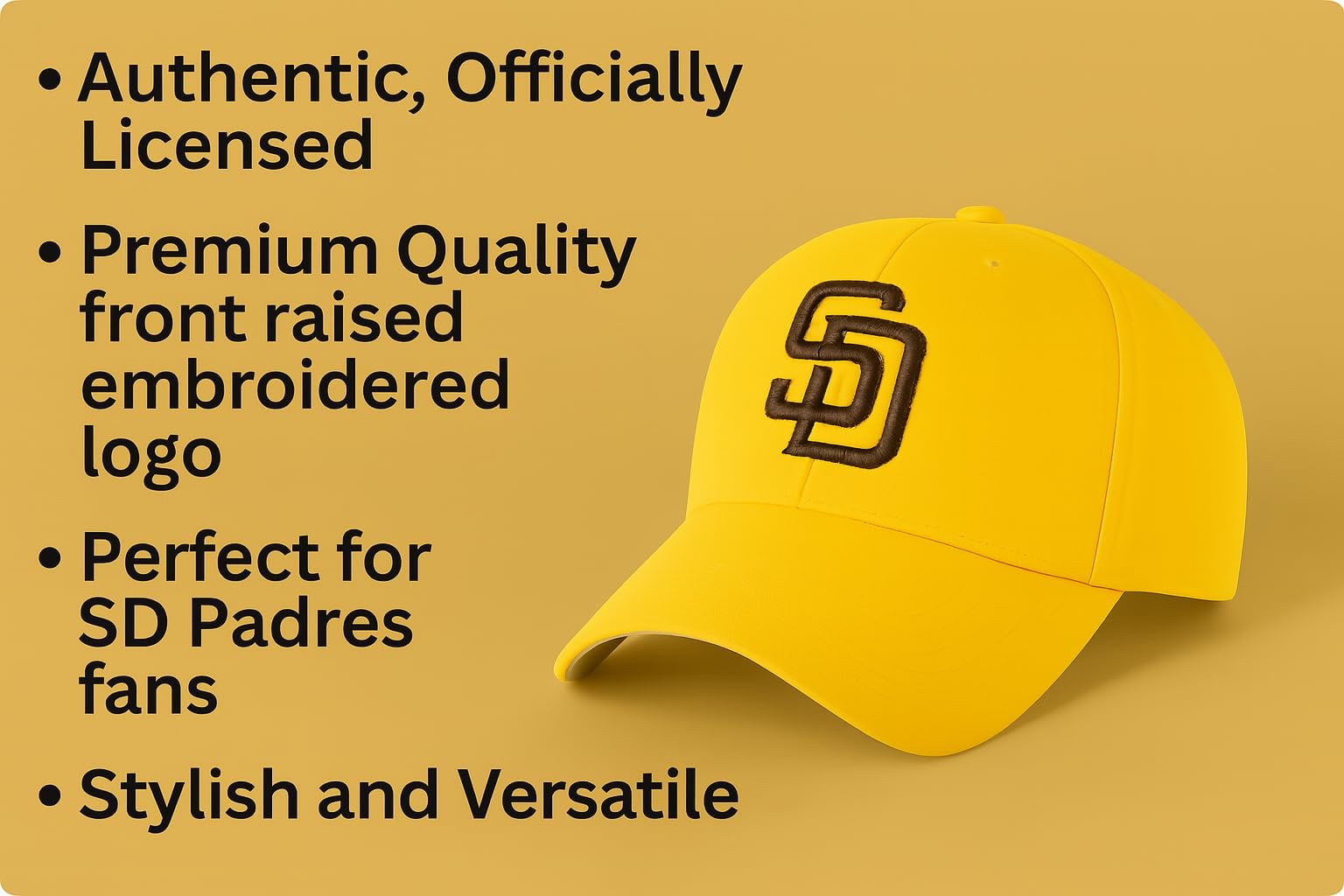 Officially Licensed San Diego Youth Boys Girls Baseball Hat Classic Yellow MVP Adjustable Embroidered Team Logo Kids Cap