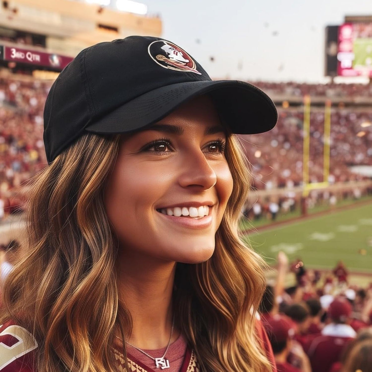 Officially Licensed Florida State Black Clean Up Hat Classic Edition Embroidered Primary Home Team Logo Adjustable Relaxed Fit Sports Cap