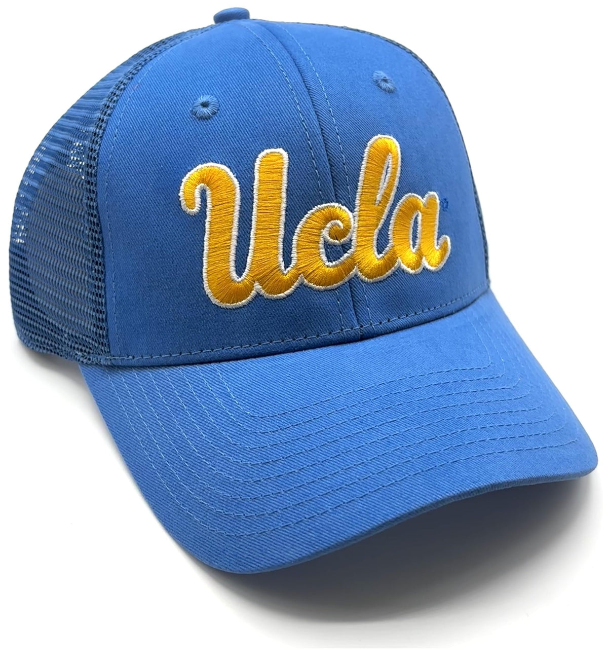 Officially Licensed University California Blue Mesh Trucker MVP Hat Classic Embroidered Bruins Team Logo Adjustable Structured Snapback Sports Cap