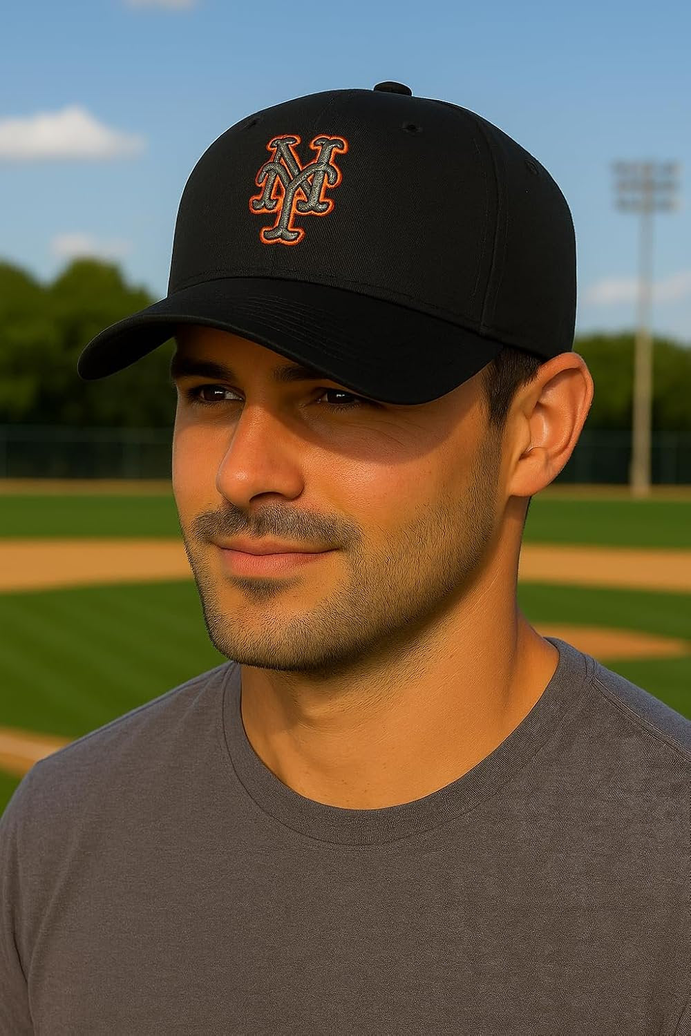Officially Licensed NY Mets Black MVP Hat Classic Team Logo Adjustable Embroidered Solid Baseball Cap
