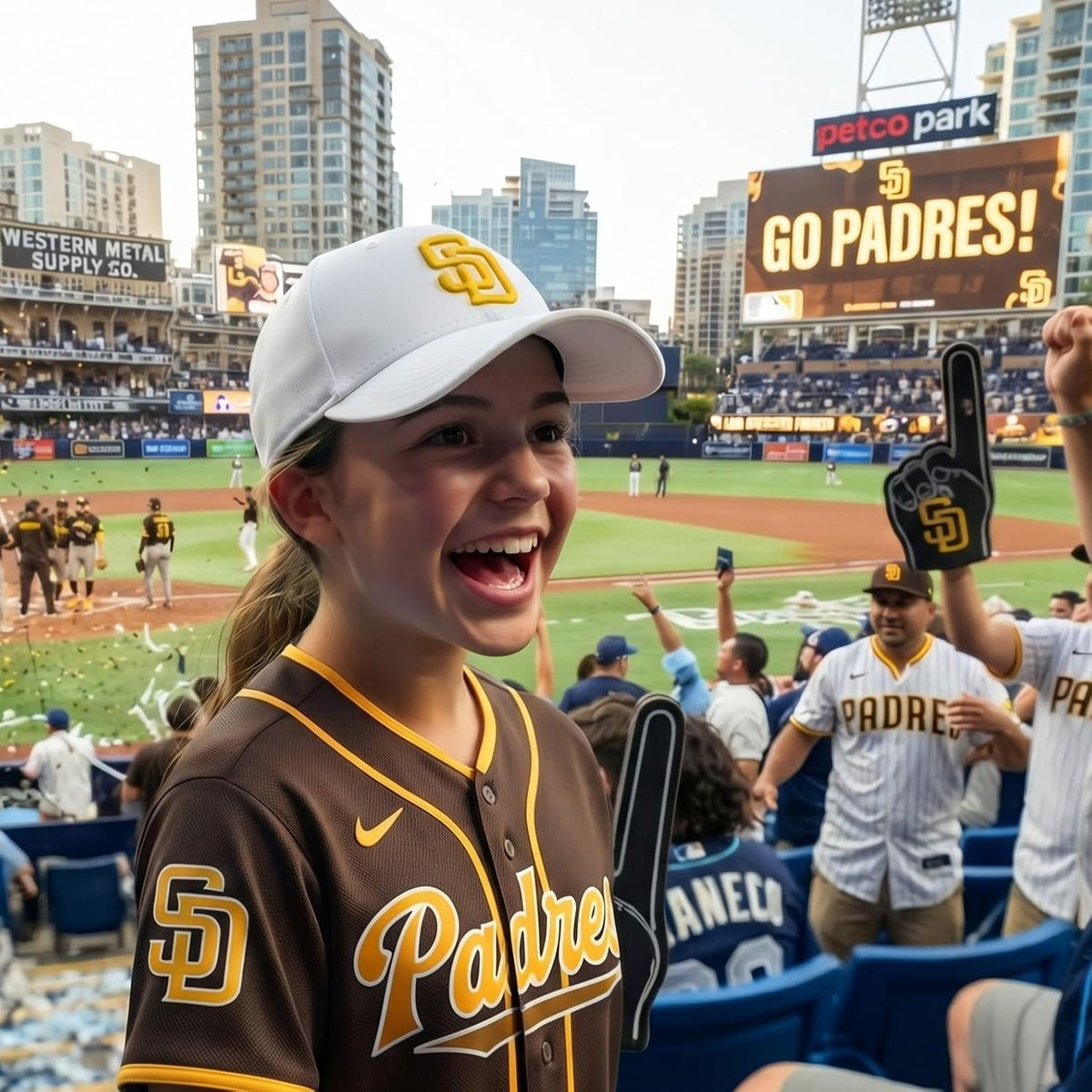 San Diego Padres Youth MVP Hat White with Gold 'SD' Embroidered Logo Cap