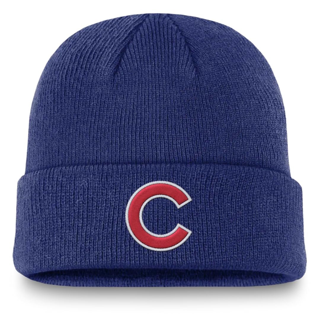 Officially Licensed Chicago Cubs Baseball Cuffed Knit Beanie Hat Classic Edition Primary Home Cubs Team Logo Blue Winter Sports Ball Embroidered Cap