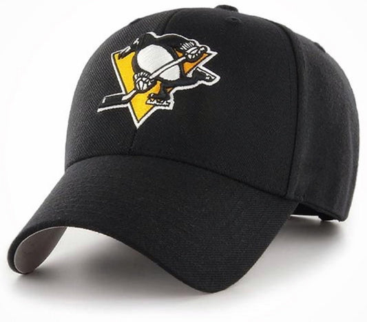 Officially Licensed Pittsburgh Hockey Black MVP Hat Classic Home Team Logo Adjustable Embroidered Structured Cap