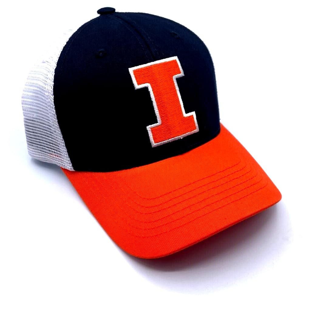 Illinois University Hat Classic Illini Logo Mesh Trucker Adjustable Cap Multicolor