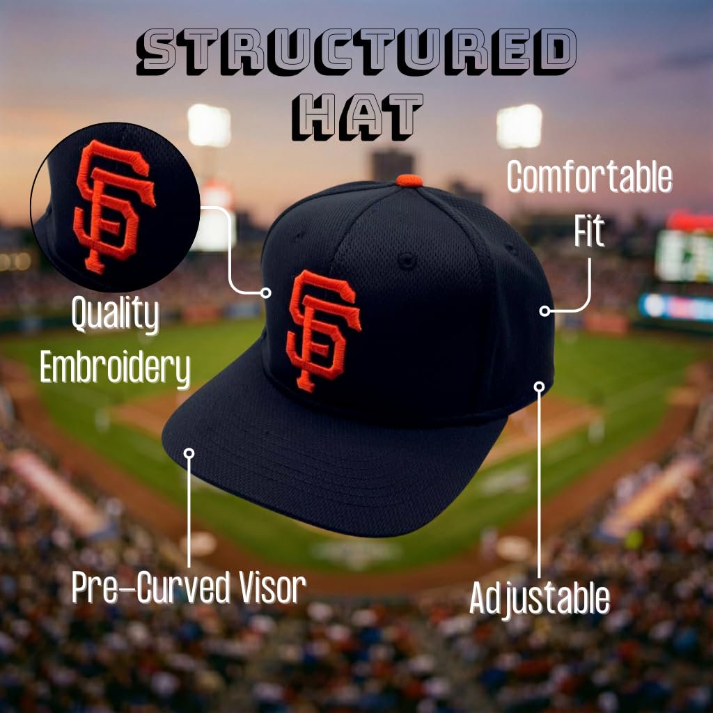 Officially Licensed San Francisco Kids Youth Baseball Hat Adjustable Classic Team Logo Cap (Black)