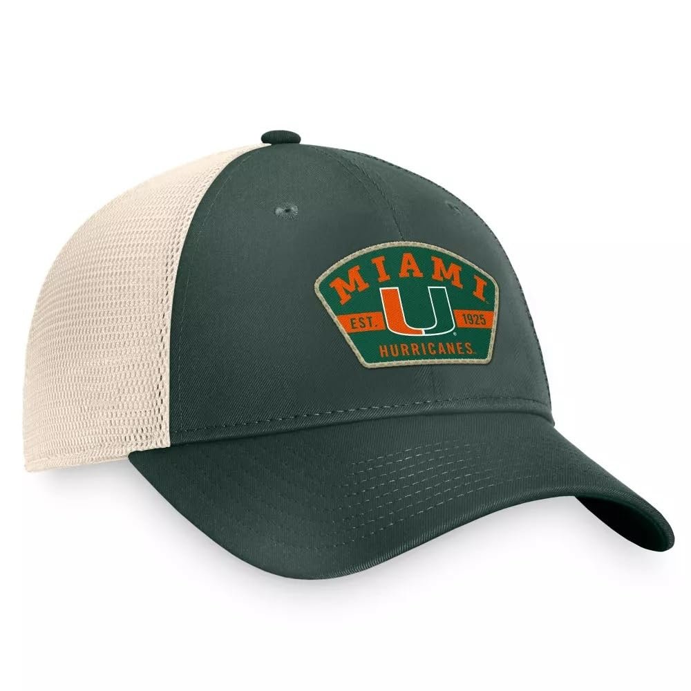 University Miami Hat Classic Hurricanes Embroidered Adjustable Mesh Trucker Cap Multicolor