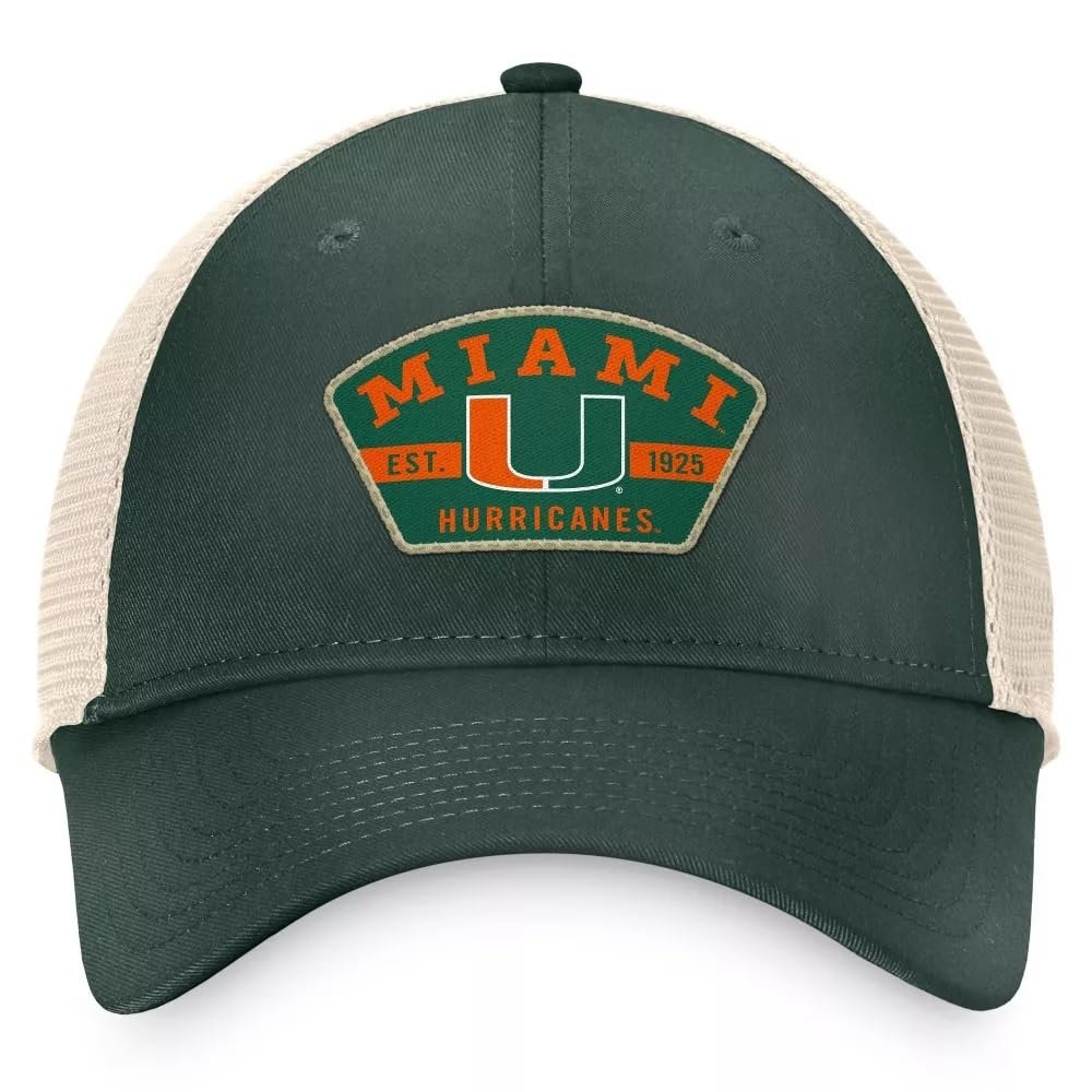 University Miami Hat Classic Hurricanes Embroidered Adjustable Mesh Trucker Cap Multicolor