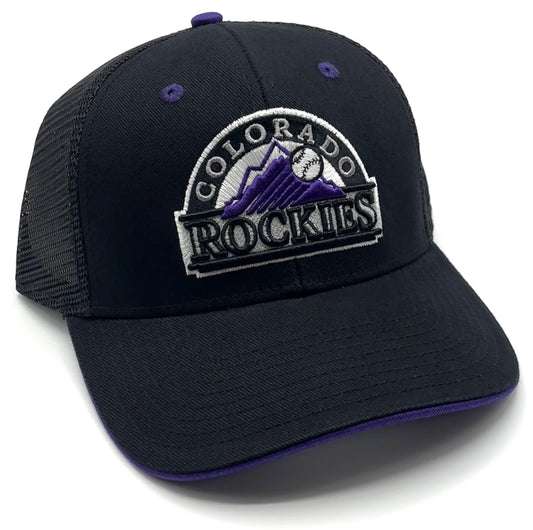 Colorado Rockies Hat Mesh Trucker Classic Cooperstown MLB Baseball Team Logo Adjustable Structured Black Cap New