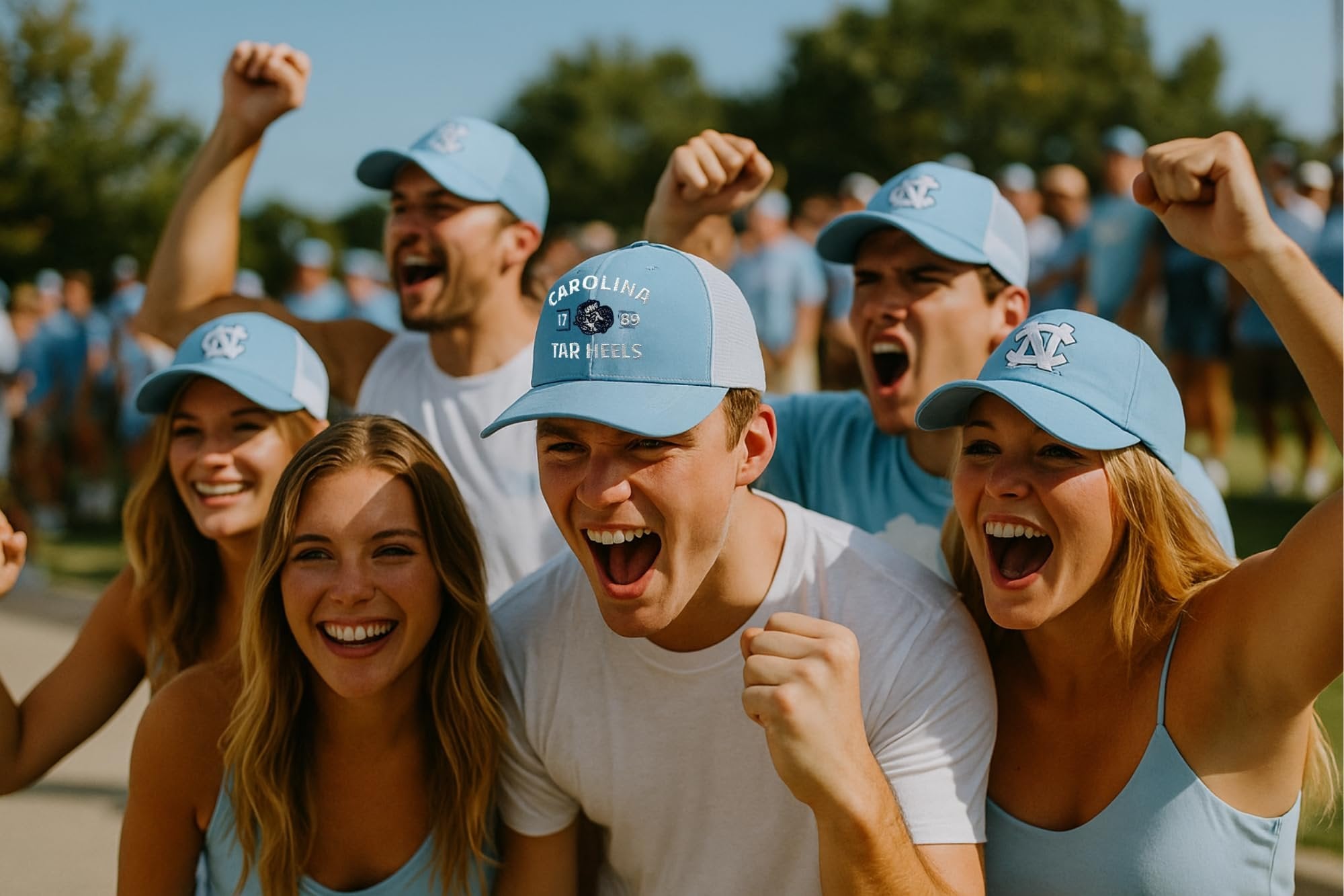 Officially Licensed UNC Tar Heels Hat Classic Mesh Trucker White/Blue Tar Heels Adjustable University North Carolina Team Logo Structured Snapback Baseball Sports Cap