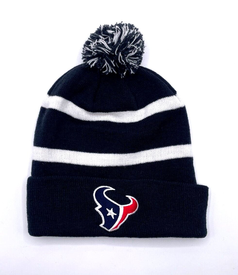 HOUSTON TEXANS POM POM BEANIE NFL FOOTBALL AUTHENTIC CLASSIC TEAM LOGO KNIT CAP