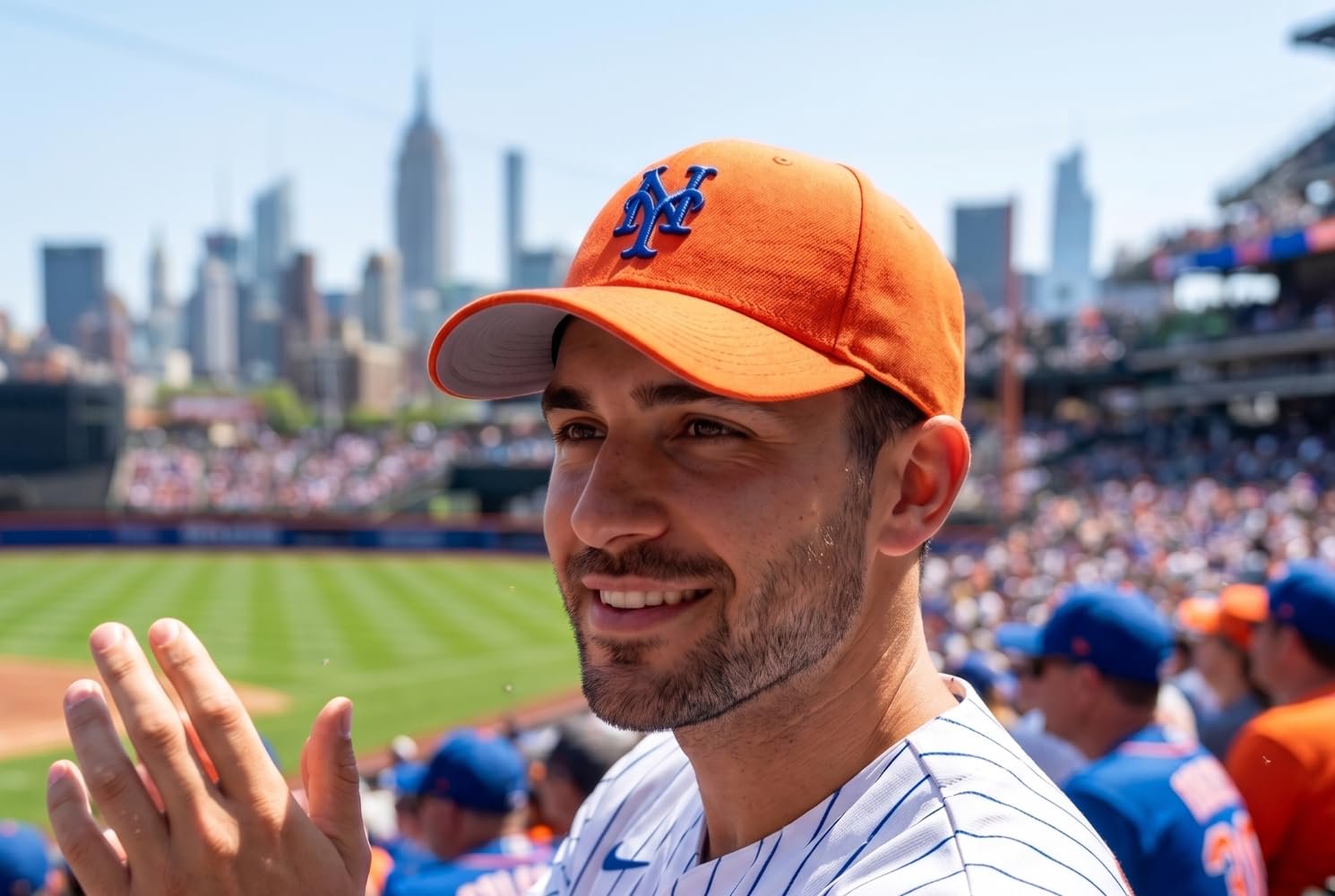 Officially Licensed New York Mets Orange MVP Hat Embroidered Iconic Blue NY Logo Cap
