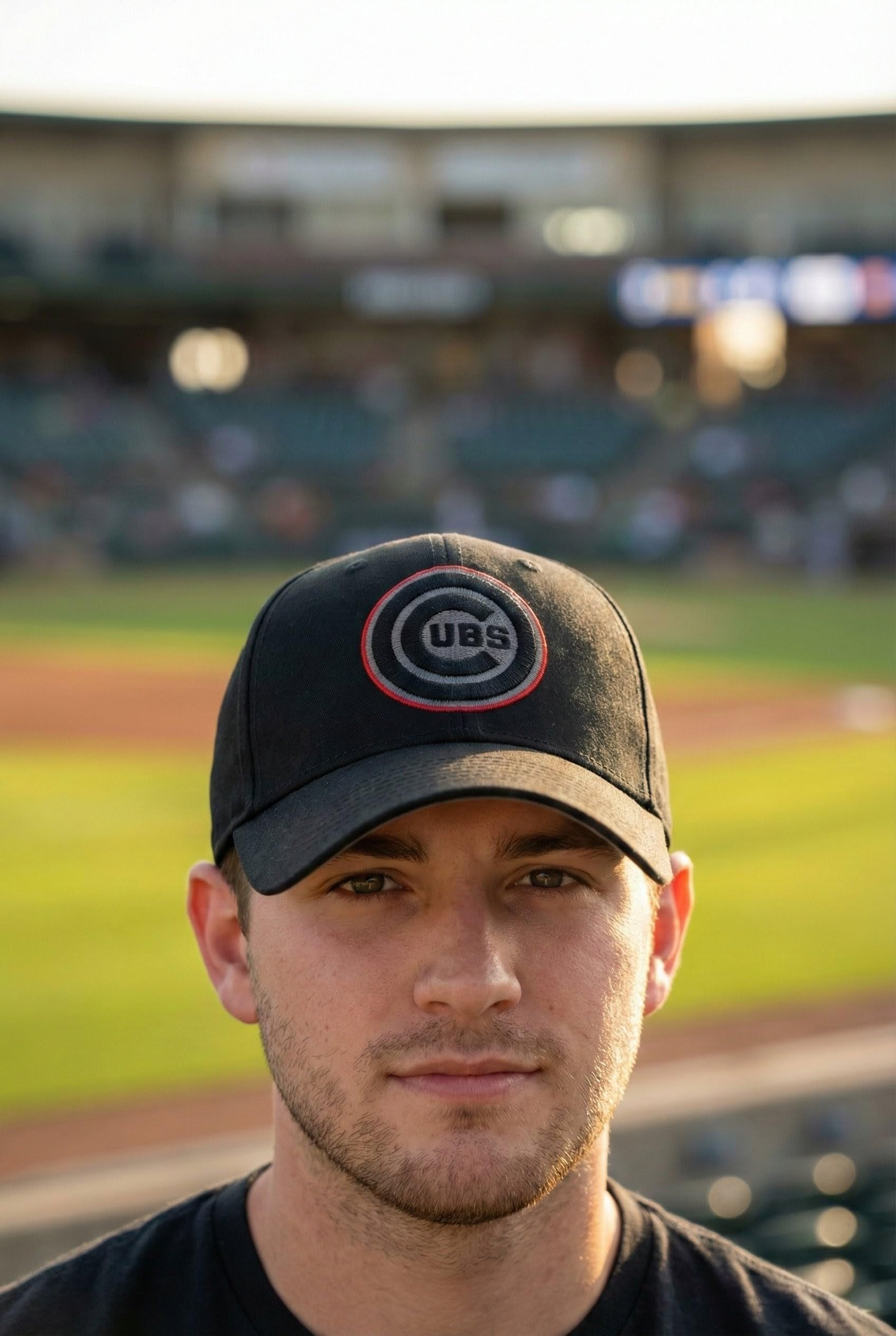 Chicago Cubs Hat Solid Black MVP Structured Style MLB Baseball Team Logo Cap New