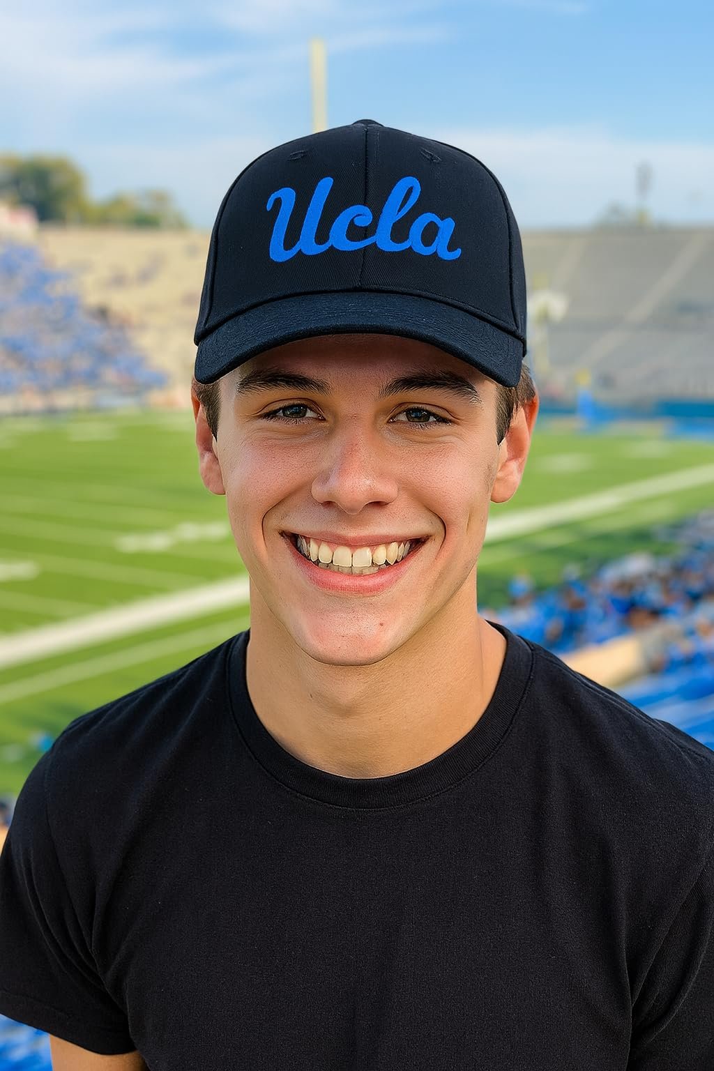 Officially Licensed University California Hat Classic Primary Team Logo Black/Blue MVP Adjustable Structured Bruins Sports Cap