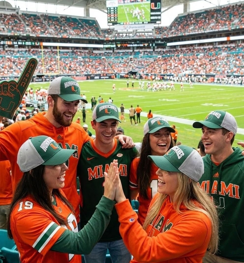 Officially Licensed University of Miami Hurricanes Classic Two Tone MVP Hat Adjustable Hurricanes Logo Structured Cap