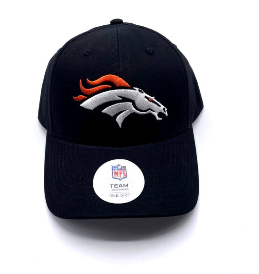 Denver Broncos Hat Solid Black MVP Structured Style NFL Football Team Logo Cap New