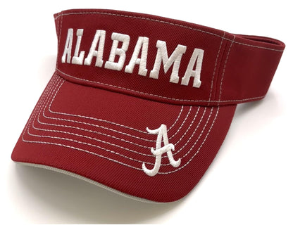 Officially Licensed Alabama University Visor Hat Classic Embroidered Team Logo Adjustable Sun Cap Crimson Multicolor