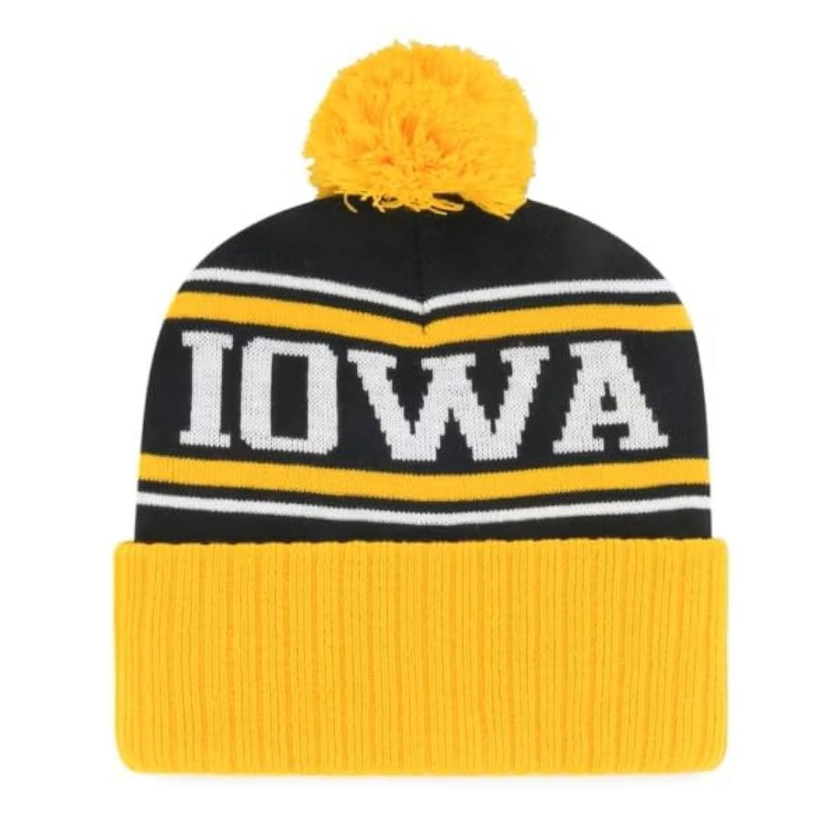 Iowa Hawkeyes Knit Cuff Snappy Beanie with Pom, Black & Gold