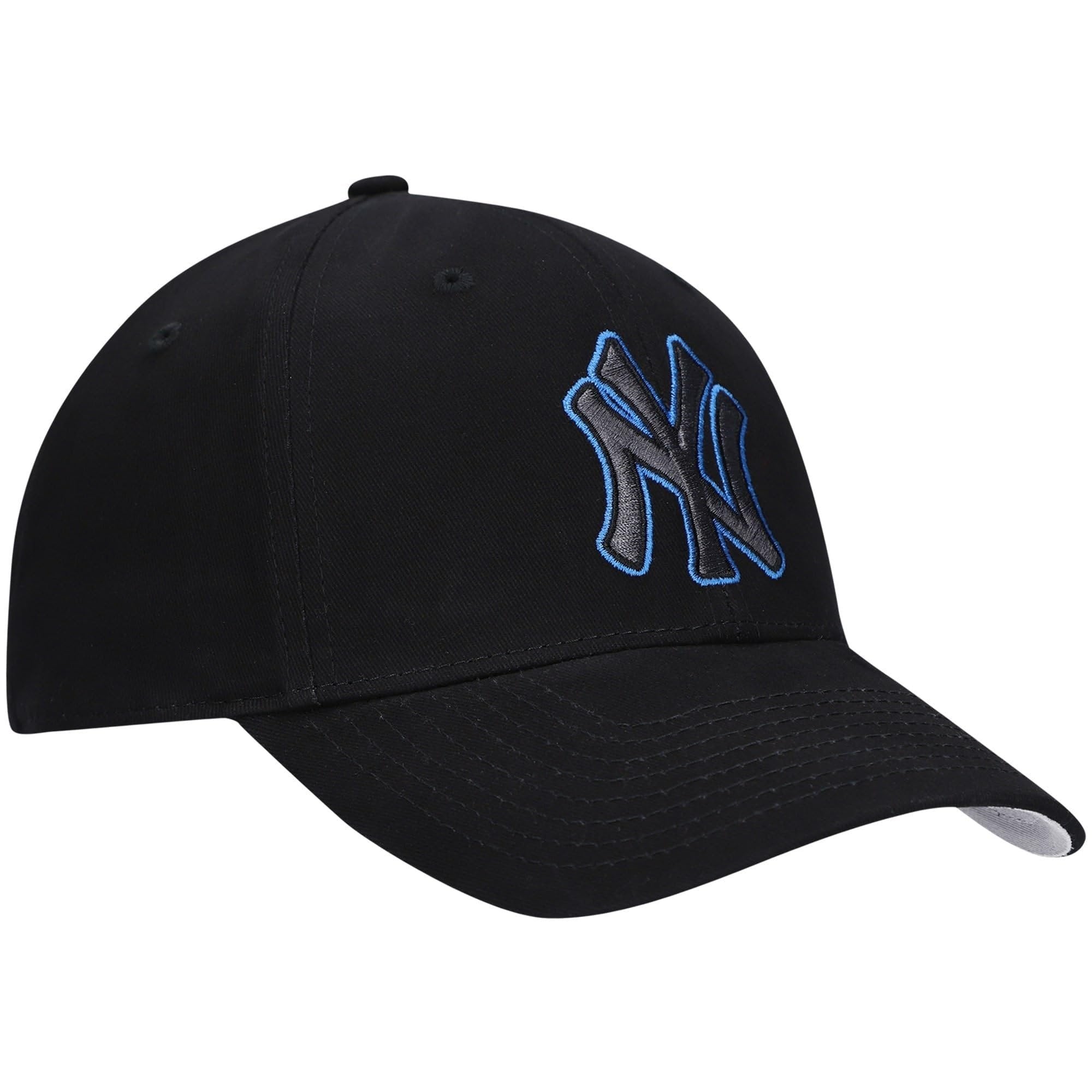 Officially Licensed New York Black MVP Baseball Hat Classic Adjustable Embroidered NY Charcoal/Blue Team Logo Structured Cap