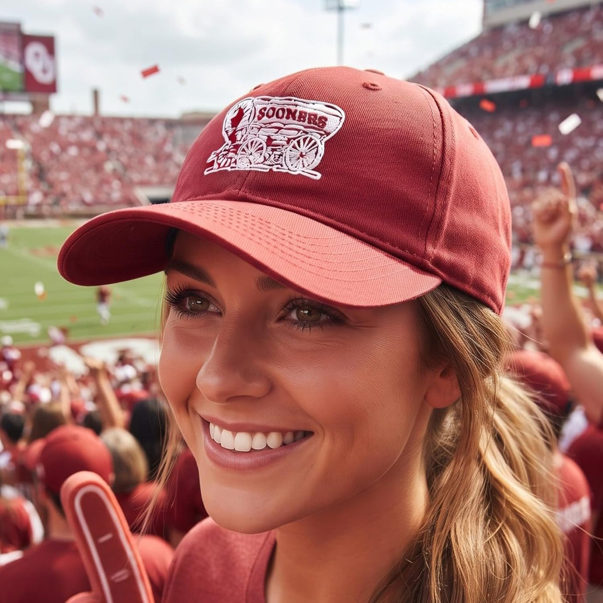 University of Oklahoma Sooners Crimson MVP Hat Vibrant Schooner Logo Cap