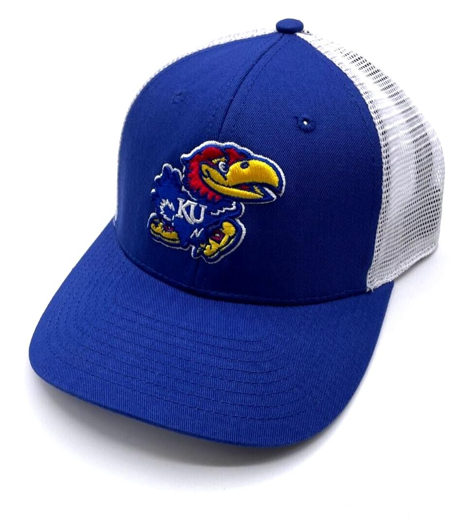 Officially Licensed Kansas University Hat Classic Mesh Trucker Adjustable Jayhawks Logo Cap Multicolor