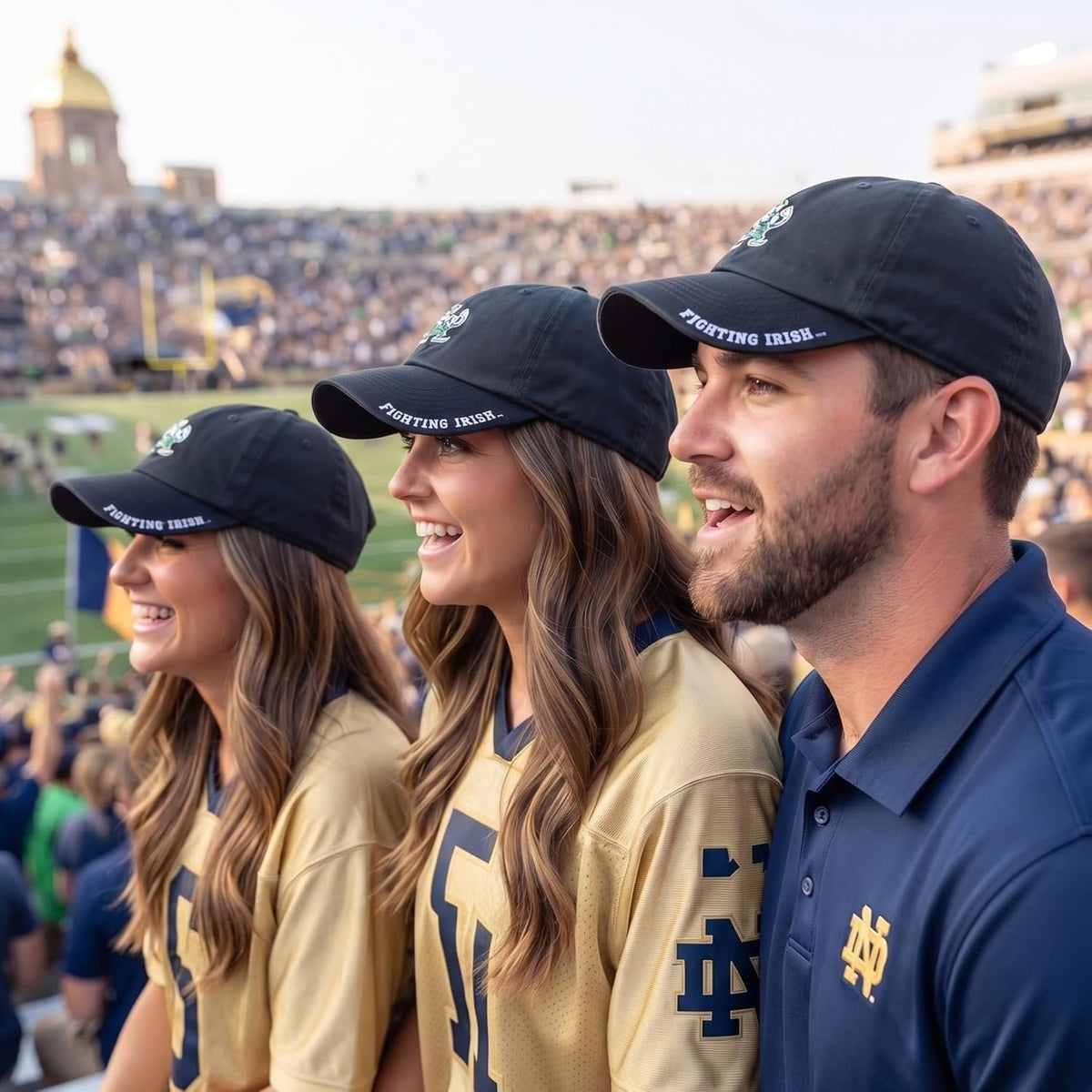 Notre Dame Relaxed Fit Black Captain Hat Embroidered Fighting Irish Cap