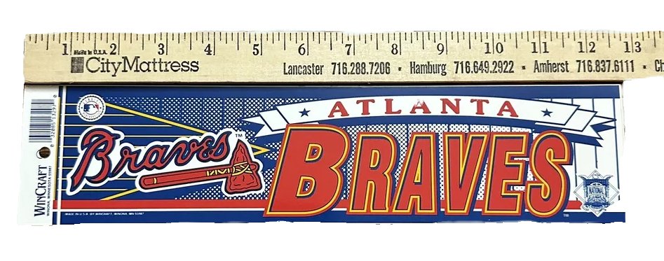 ATLANTA BRAVES BUMPER STICKER VINTAGE WINCRAFT MLB BASEBALL TEAM LOGO NEW