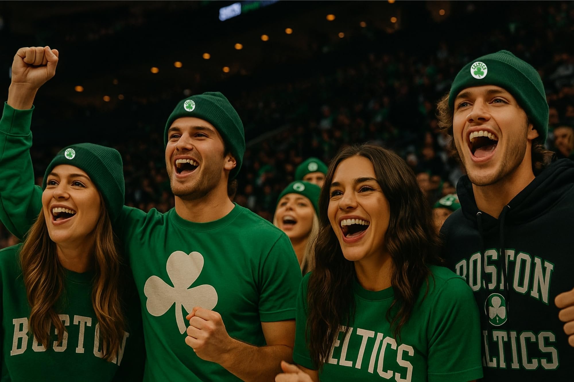 Officially Licensed Boston Celtics Basketball Cuffed Knit Beanie Hat Classic Edition Green/White Embroidered Team Logo Winter Sports Cap