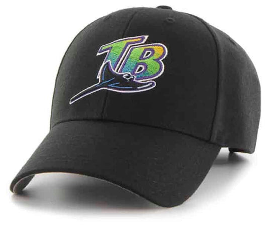 Officially Licensed Tampa Bay Baseball Hat Classic Cooperstown Team Logo Adjustable Black MVP Structured Cap