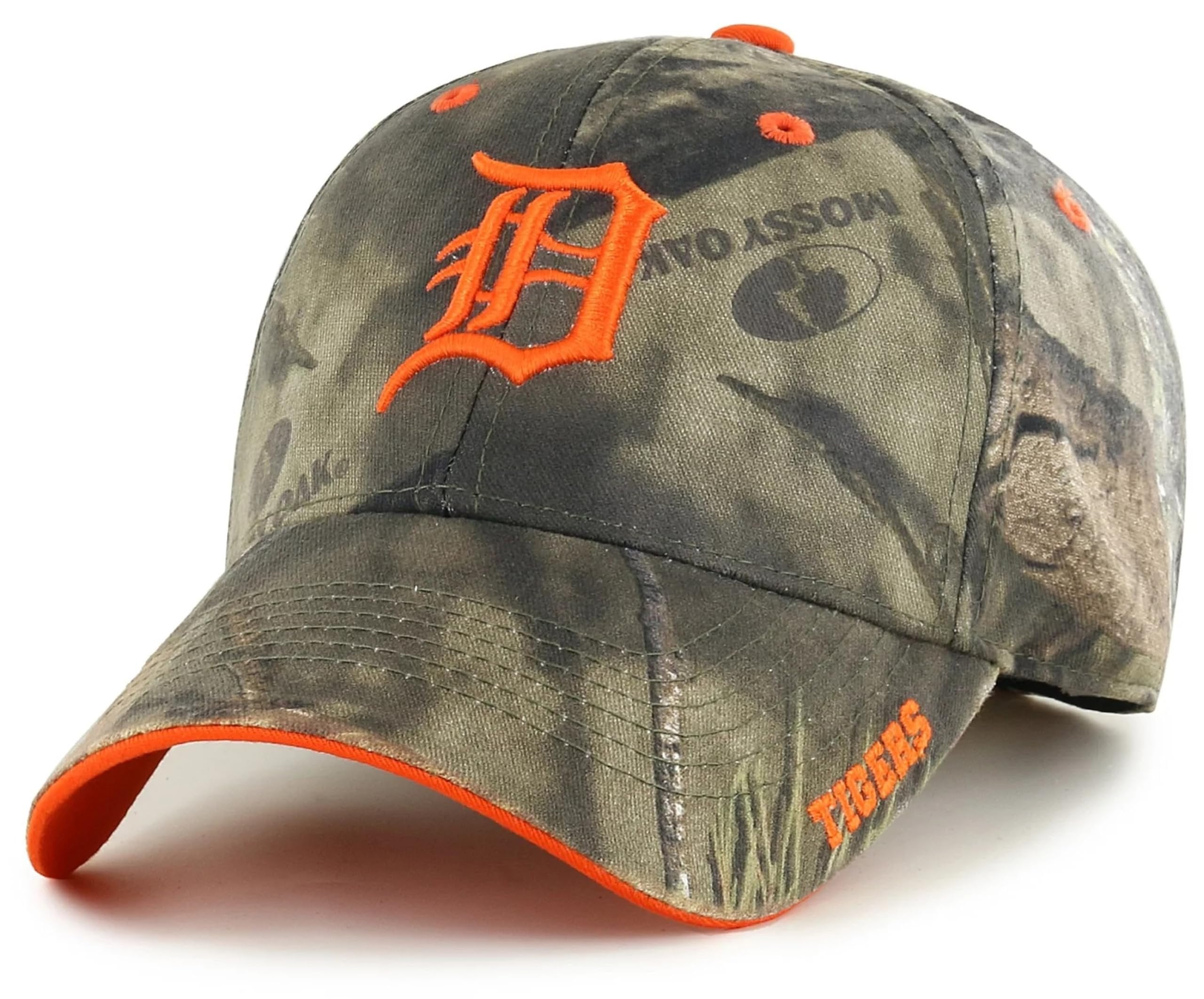 Officially Licensed Detroit Baseball Camouflage Hat Classic Orange Team Logo Adjustable MVP Structured Embroidered Cap